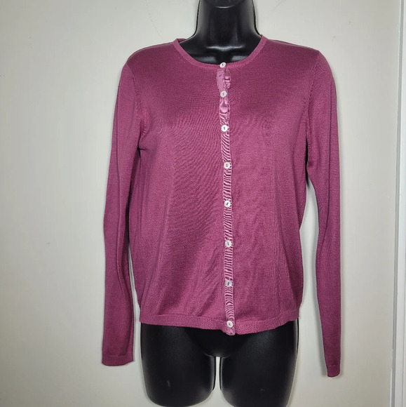 August Silk 100% Silk Button Down Cardigan sz S - Picture 1 of 9